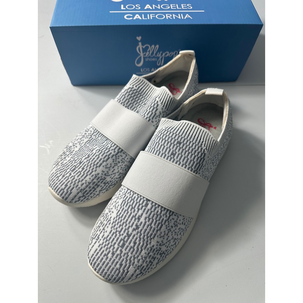 Jellypop Portland Womens Grey White Knit Slip On Sneakers Size 9.5 M